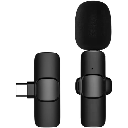 Mini Wireless Lavalier Microphone Clip-on Omnidirectional Mic Transmitter Receiver Microphone System with Wind Muff Type-C Port Replacement for