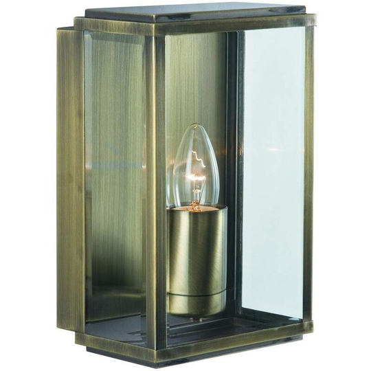 Searchlight Box - 1 Light Outdoor Wall Light Antique Brass, IP44, E27