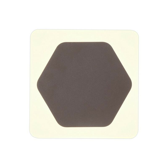 Magnetic Base Wall Lamp, 12W led 3000K 498lm, 15cm Horizontal Hexagonal 19cm Square Centre, Coffee, Acrylic Frosted Diffuser - Luminosa Lighting
