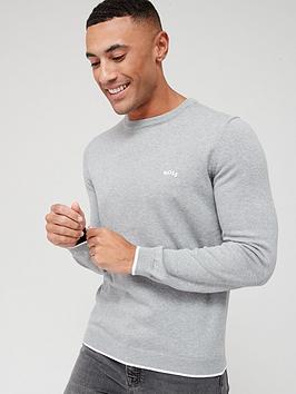 BOSS Rallo Knitted Jumper - Light Grey , Light Grey, Size 2Xl, Men