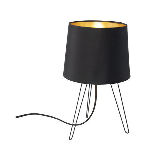 Qazqa - Modern Tripod Table Lamp Black - Lofty - Black