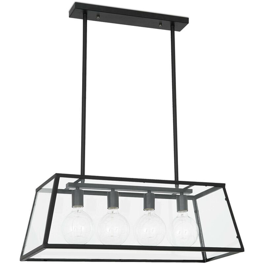 Faro Rose - 4 Light Ceiling Lantern Pendant Bar Black, E27