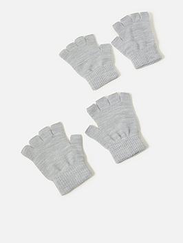 Accessorize 2 Pack Fingerless Gloves (light Grey), Light Grey, Women