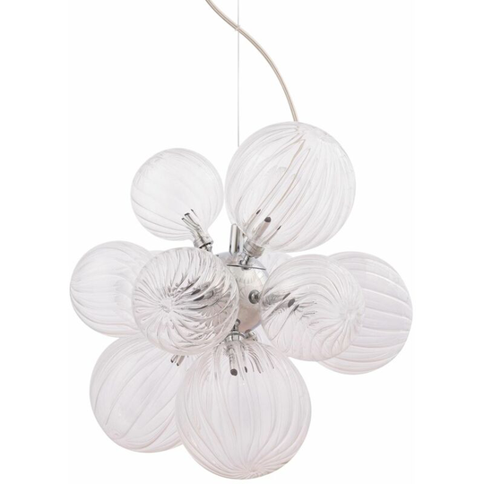 Matteo 12 Light Cluster Pendant - Polished chrome plate and clear ribbed glass