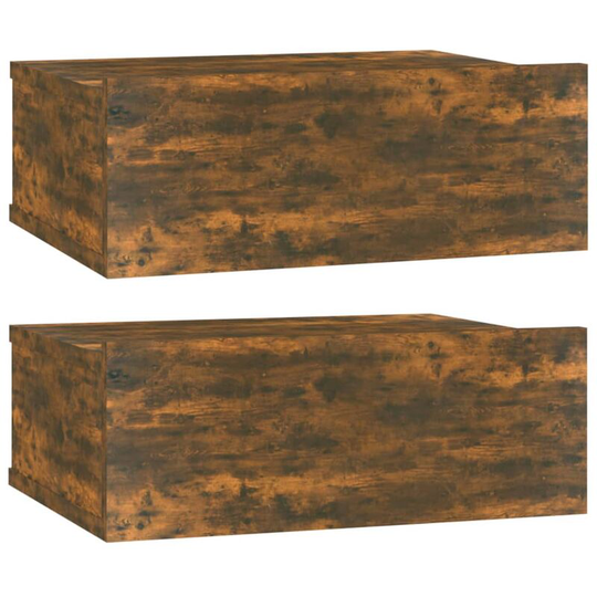 Floating Nightstands 2 pcs Smoked Oak 40x30x15cm Engineered Wood Vidaxl Brown