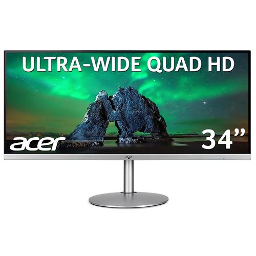 Acer CB2 CB342CKsmiiphzx 34 inch UWQHD Ultrawide Monitor (IPS Panel FreeSync 75Hz 1ms HDR 10 Height Adjustable Stand DP HDMI USB Hub Silver/Black)