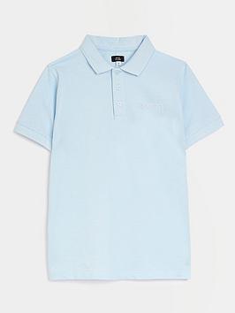 River Island Boys Short Sleeve Polo-Light Blue, Light Blue, Size Age: 9-10 Years