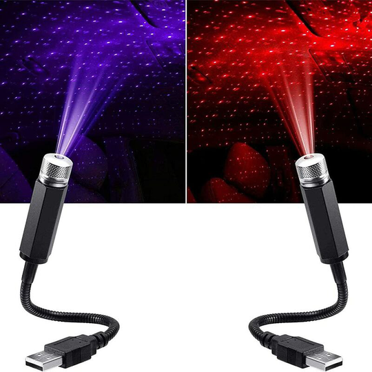 Perle Rare - 2 Pieces usb Star Light Projector, Auto Atmosphere Lights led Roof Atmosphere Light Romantic Starry Projector usb Night Light Lamp for