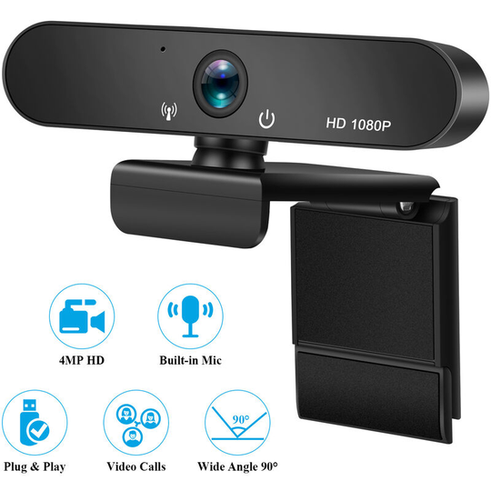 1080P Full hd Webcam with Stereo Microphone, Web Camera for Video Chat and Recording, Compatible with Windows, Mac and Android - Thsinde
