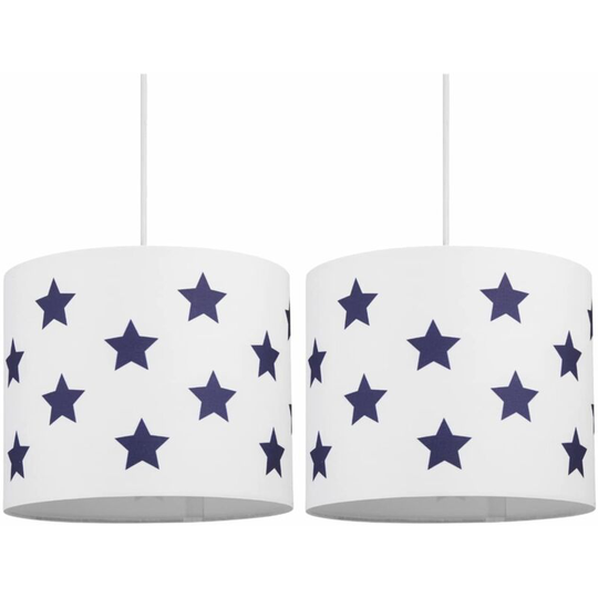 Set of 2 White with Blue Stars 25cm Light Shades - White with blue stars digital print