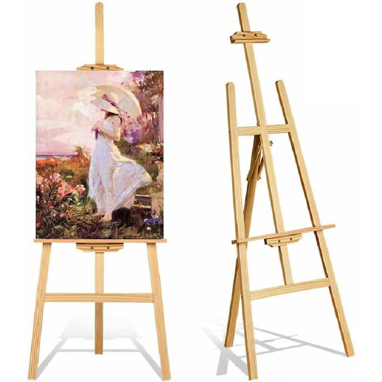 Briefness - Large Easel 69 Inch 175cm Studio Easel, Craft Display Easels Foldable Wood Painting Canvas Stand, Adjustable Durable Artist Wedding Stand
