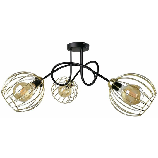 Keter Mig Multi Arm Semi Flush Ceiling Light Black, Gold, 70cm, 3x E27