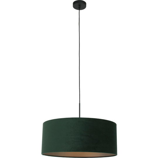 Sienna Sparkled Light Cylindrical Pendant Ceiling Light Matt Black, Green Shade