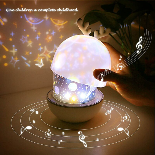 Thsinde - Baby Projector Night Light, led Child Night Light Music and Light Lamp 360° Rotation with 8 Music 6 Movies Theme, usb Remote Control Star