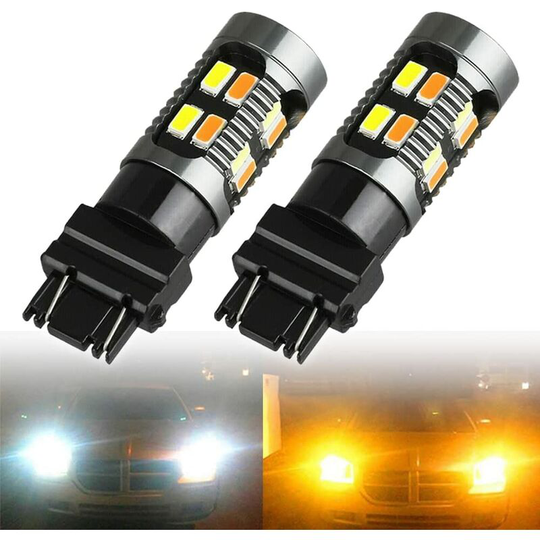 Aougo - 3157 led Bulbs T25 3157 Switchback Bulbs 3157k 3056 3156 3057 3047 4057 4114 4157na led Bulb White and Amber Dual Color Car Light Bulbs for