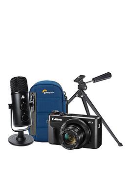 Canon Powershot G7X Mkii Vlogger Kit Inc Camera, Studio Desktop Microphone, Case &Amp; Tripod