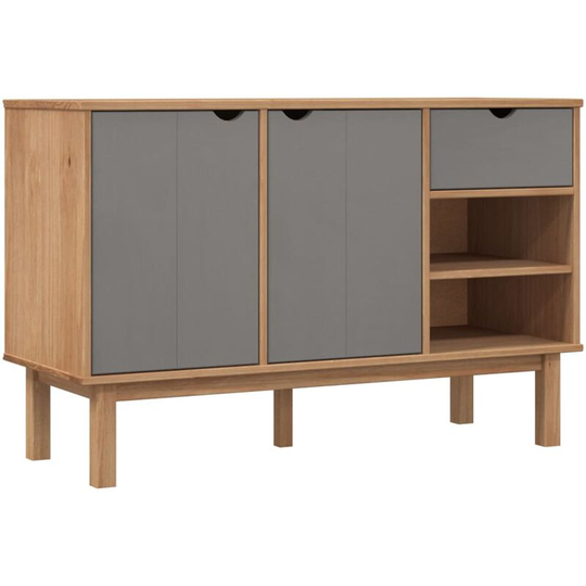 Sideboard Brown and Grey 114x43x73.5 cm Solid Wood Pine Vidaxl Grey