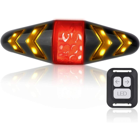 Aougo - Bike Taillight with Turn Signals, usb Rechargeable Ultra Bright led Safety Warning, Bike Brake Tail Lights, Wireless Remote Control, 4 Modes,
