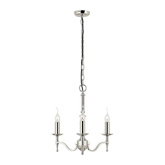 Interiors - 3 Light Multi Arm Ceiling Pendant Chandelier Polished Nickel, E14