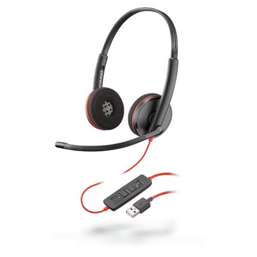POLY Blackwire C3220 Headset Wired Head-band Calls/Music USB Type-A Black Red