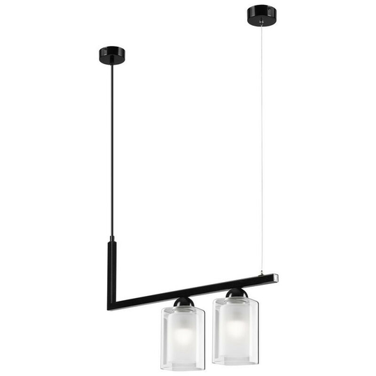 Lamkur Lighting - Petra Bar Pendant Ceiling Light Black, 2x E27