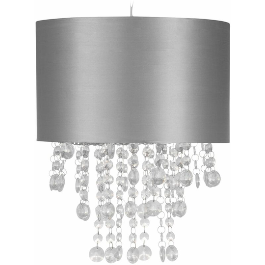 Dark Grey Jewelled Easy Fit Light Shade - Dark grey cotton with clear acrylic detail