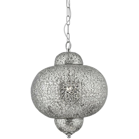 Searchlight Fretwork - 1 Light Moroccan Ceiling Pendant Shiny nickel, E27