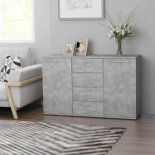 Sideboard Concrete Grey 120x35,5x75 cm Chipboard - Grey
