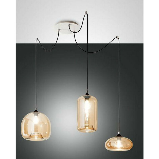 Fabas Luce Fiona Cluster Pendant Ceiling Light Amber Glass, E27