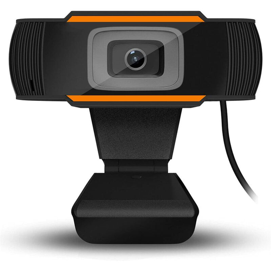 1080P autofocus game webcam, fast pc webcam with noise reduction microphone, usb pc webcam for video call recording meeting (orange)