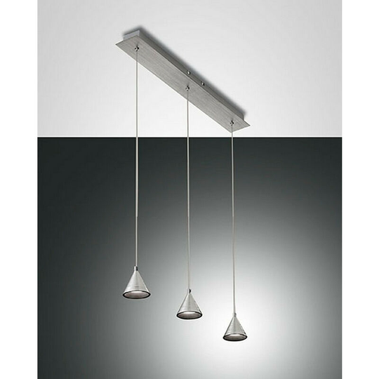Fabas Luce Delta led Straight Bar Pendant Ceiling Light Satin Aluminum Glass