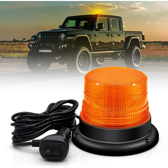 Aougo - 60 led Strobe Light, 12V/24V led Warning Flash Beacon Amber Warning Safety Flashing Emergency Beacon with Magnetic for Vehicle Truck Tractor