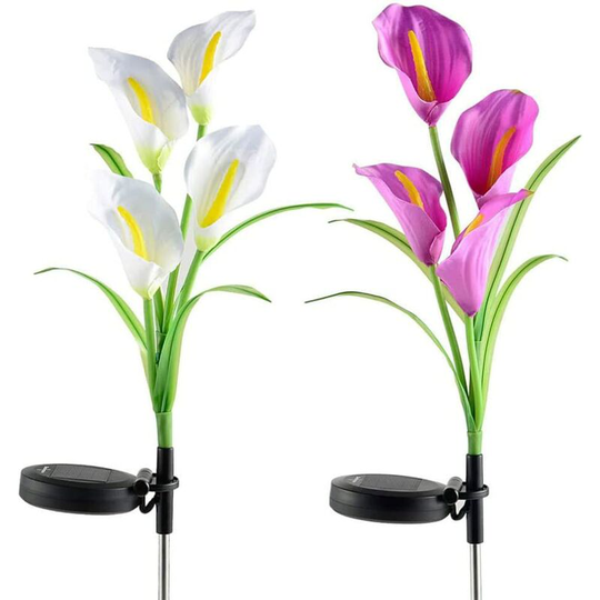 Aougo - Solar Garden Light Flower Pass led Yard Light Callalily Light Waterproof Multi Color Modification 2PCS
