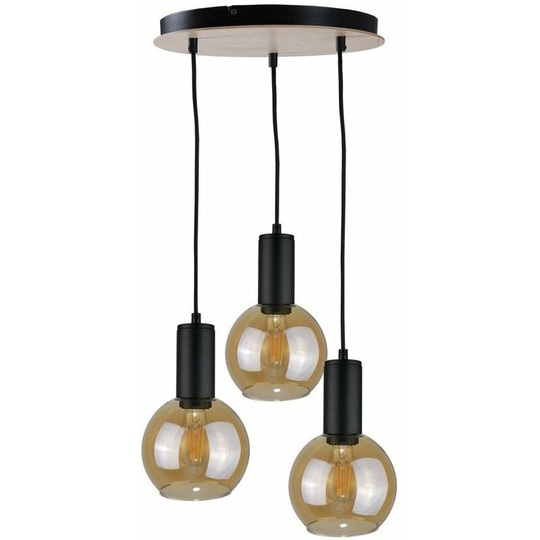 Keter Jantar Cluster Pendant Ceiling Light Wood, 30cm, 3x E27