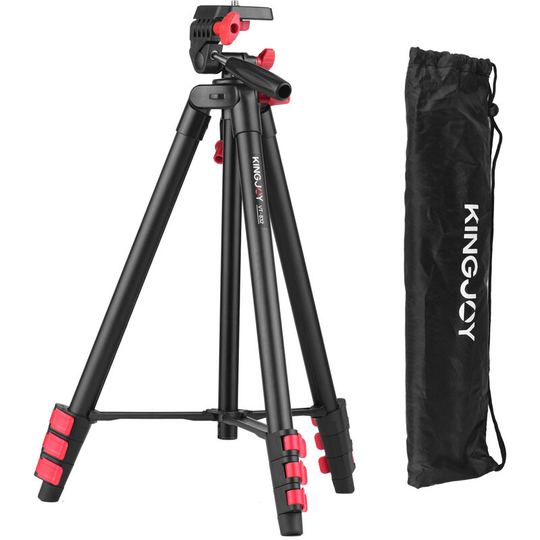 Asupermall - kingjoy VT-832 Portable Photography Tripod Stand Aluminum Alloy 2kg Load Capacity 1/4 Inch Screw Connector Max. Height 131cm Middle Axis