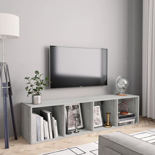 Devenirriche - Book Cabinet/TV Cabinet Concrete Grey 143x30x36 cm - Grey