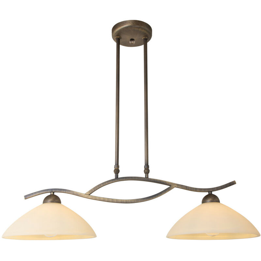 Sienna Capric Straight Bar Pendant Ceiling Light Bronze Brushed, Glass Ivory Alabaster White