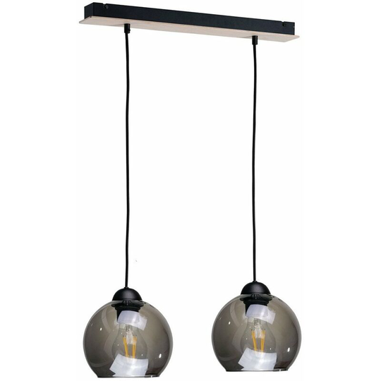Keter Wood Bar Pendant Ceiling Light Black, 50cm, 2x E27