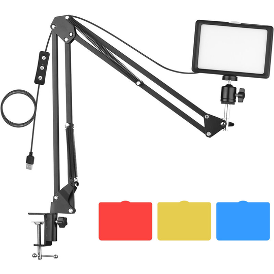 Asupermall - Andoer usb Video Conference Lighting Kit with 1 * led Video Light 5600K Dimmable + 1 * Desk Mount Metal Light Stand + 1 * 360¡ã
