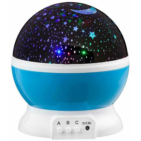Music and bright child pilot, LED Star Star rotary projector + timer + remote control + 8 colors, baby projection lamp for birthday, christmas - blue