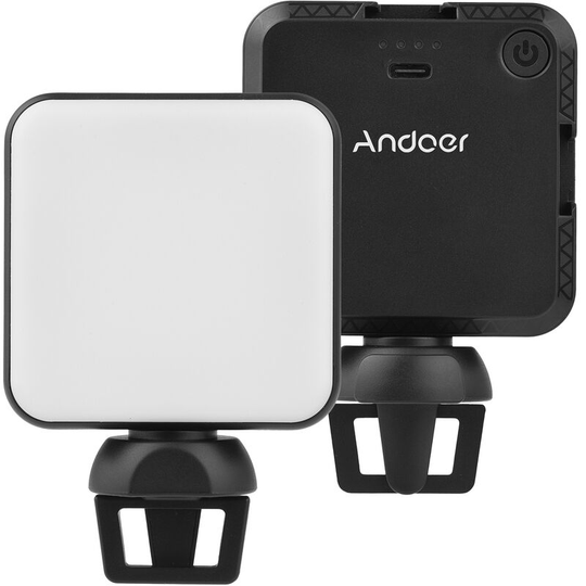 Andoer - W36 Mini led Video Light Portable Photography Light with 5600K Color Temperature Adjustable Brightness 3 Cold Shoe Mount for Live Stream