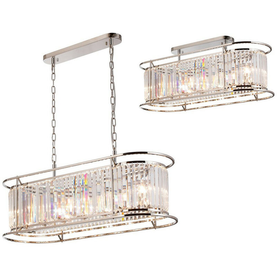 Luminosa Lighting - Luminosa Guilford Oval Ceiling Pendant, 7 Light E14, Polished Nickel, Clear