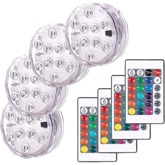 Aougo - Decorative Colorful Landscape Lights Waterproof led Lighting Set of 4 Submersible rgb Multicolor Lights with Remote Controls, Ideal for
