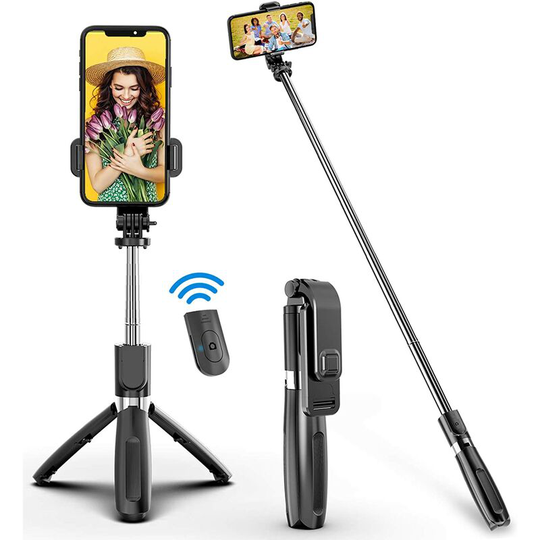 Briday - Handheld Tripod with Detachable Wireless Remote and Mini Tripod Stand Selfie Stick for gopro iPhone XR/iPhone 12/12 Pro/iPhone 11/Galaxy