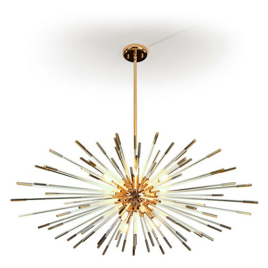 Schuller Evasion - Pendant Light Spherical, Shiny Gold -Amber, 9x G9