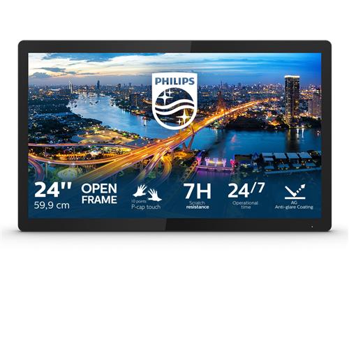 Philips 242B1TFL touch screen monitor 61 cm (24") 1920 x 1080 pixels Multi-touch Black