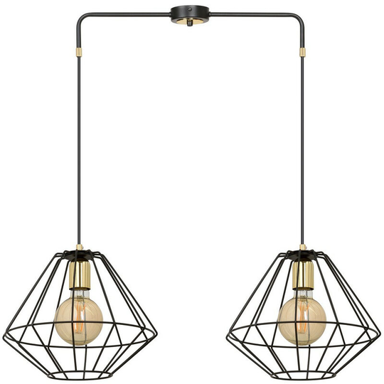 Emibig Alteo Black Wire Frame Pendant Ceiling Light 2x E27