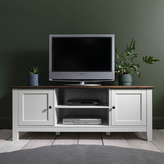 Chatsworth white tv Unit with storage - white