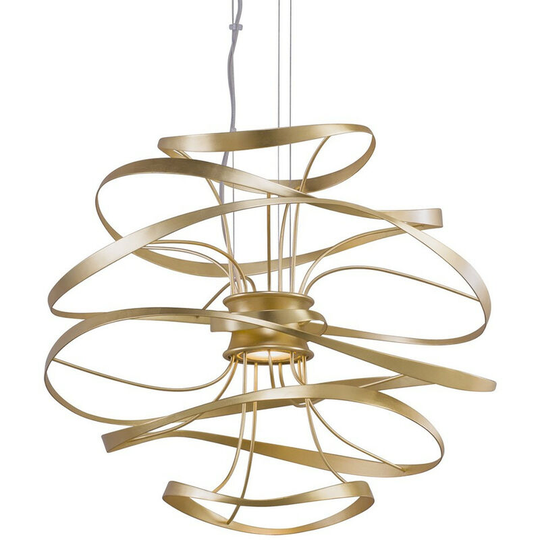 Calligraphy 2 Light Pendant Gold Leaf Polished Stainless, Glass, 2700K