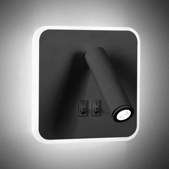Modern 8W led Wall Light with 350° Swivel Switch 3W led Wall Sconce Indoor Wall Lamp for Bedroom Bedside Living Room Black 6000K
